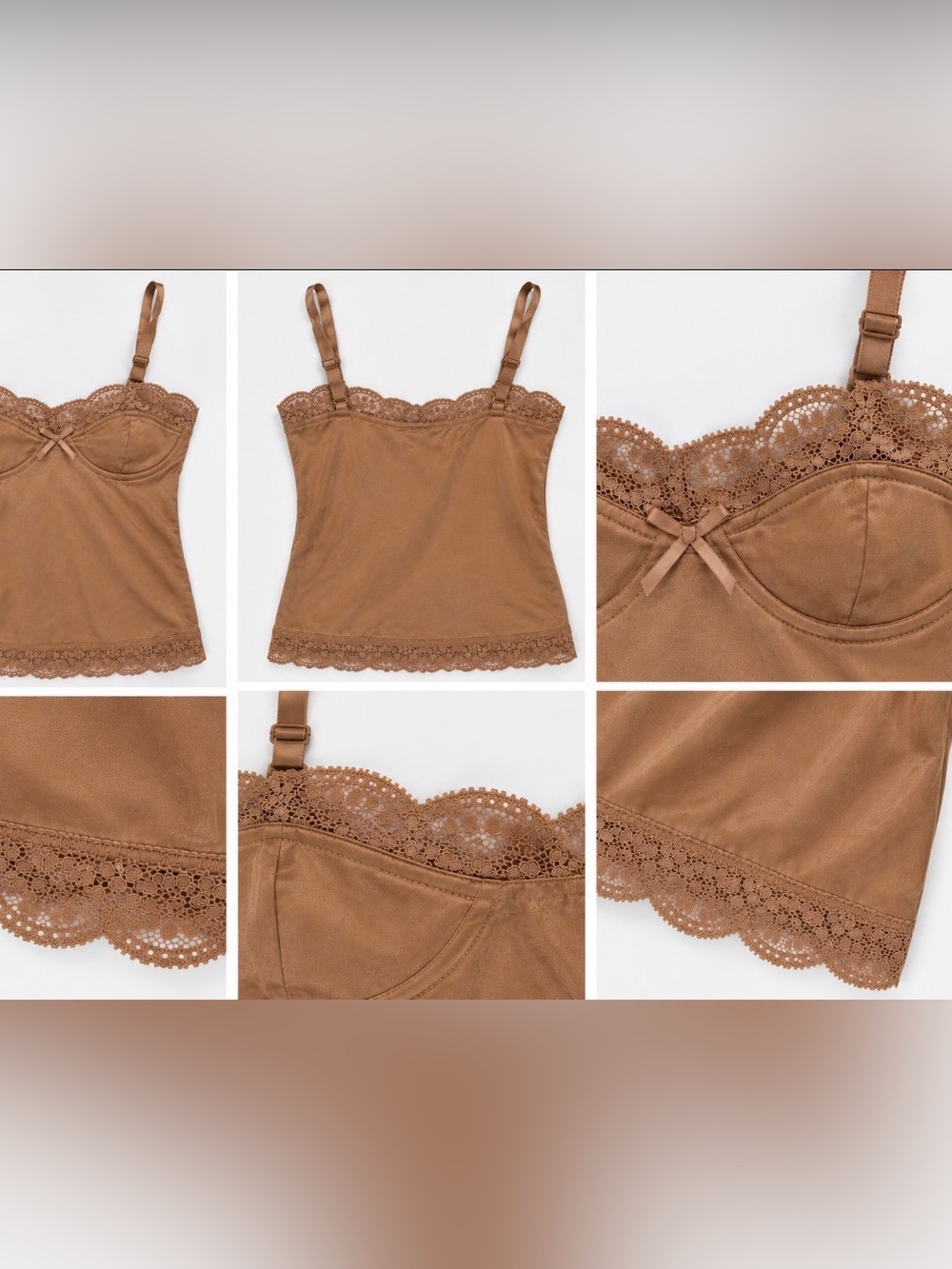 Lioness Lace-Trim Bandeau Camisole in Brown
